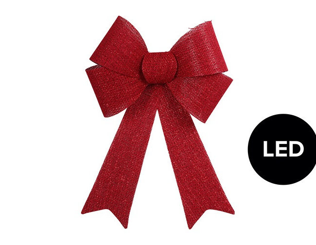 Countryfield - Kerststrik met LED verlichting -  Rood - klein - H 32 x B 22 cm