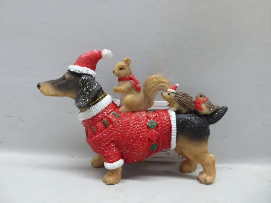 La Galleria - Kersthanger Teckel - kunsthars - h 10 cm - Assortiment van 2/prijs per stuk - Afbeelding 3