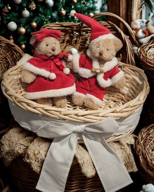 La Galleria - Kerstbeertjes 15 cm in mand (Mannetje of Vrouwtje) - 2 uitvoeringen/verkocht per stuk