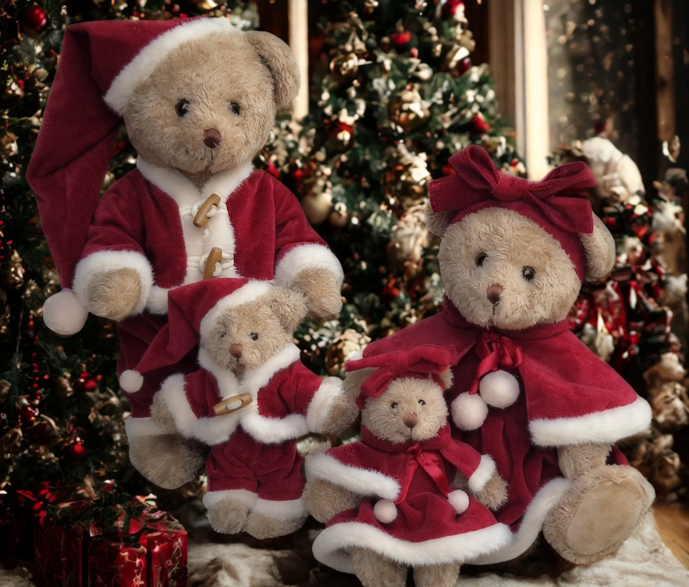 La Galleria - Koppel Beertjes in Kerstoutfit - h 30 cm - Afbeelding 3