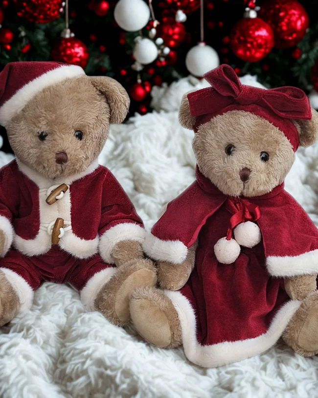 La Galleria - Koppel Beertjes in Kerstoutfit - h 30 cm