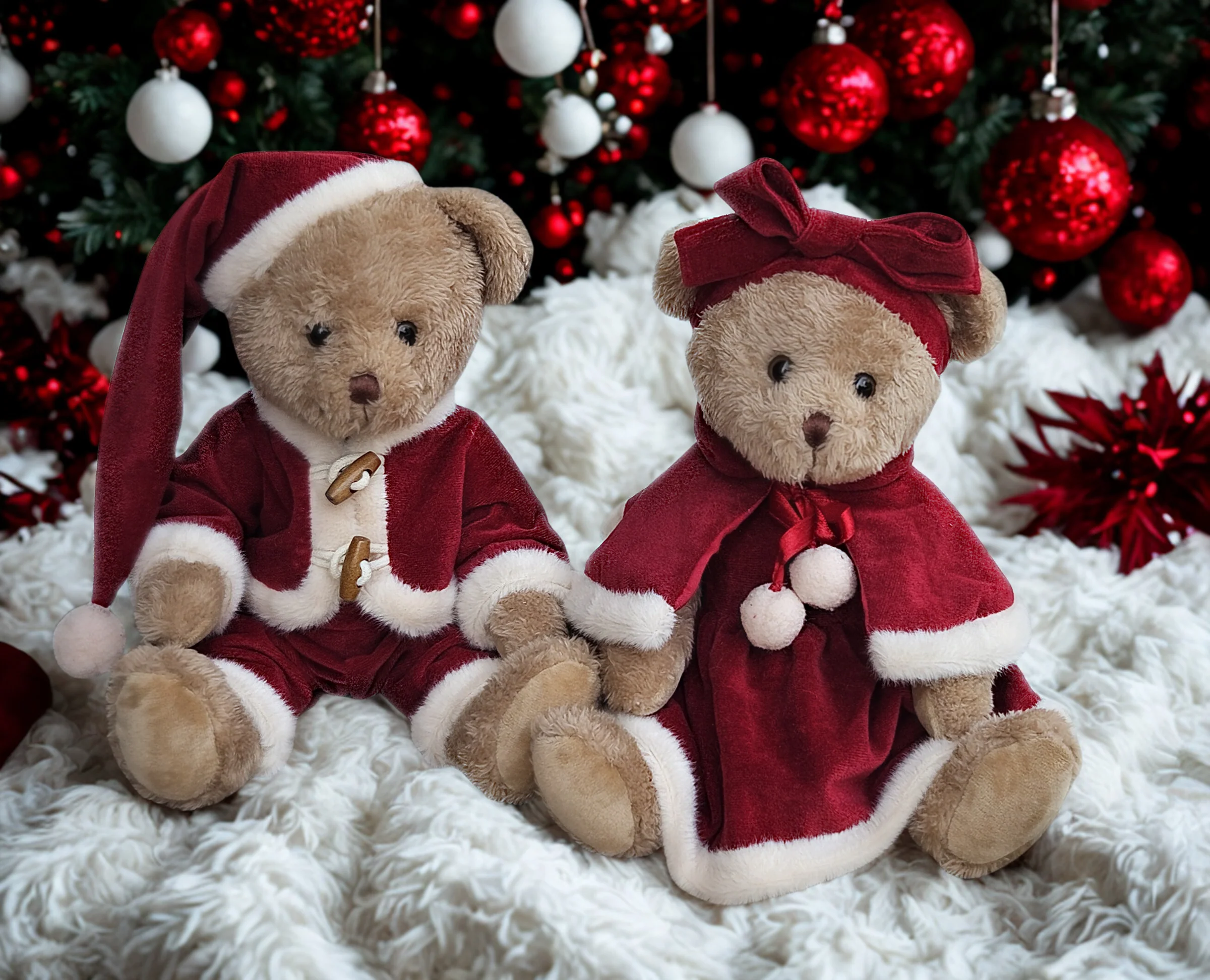 La Galleria - Koppel Beertjes in Kerstoutfit - h 30 cm