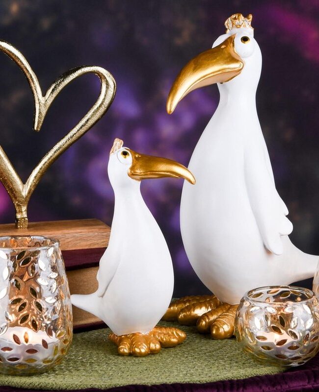 Decoratief - verguld Hart op houten Voet - 19 x 6 x 23 cm