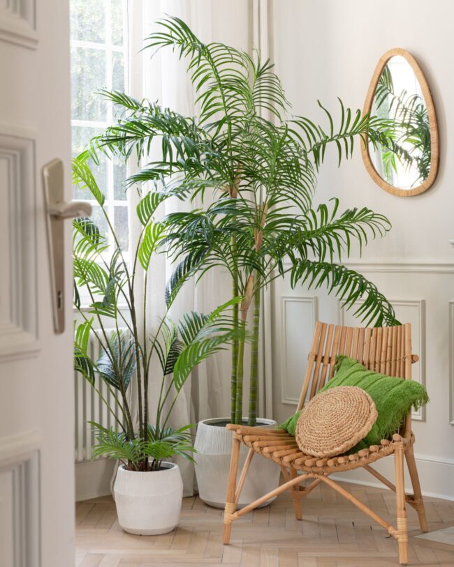 j-line – Spiegel Paille – Rotan & Glas – Natuur – M 46 × 3 × 70 cm – Geen verzending/enkel afhalen