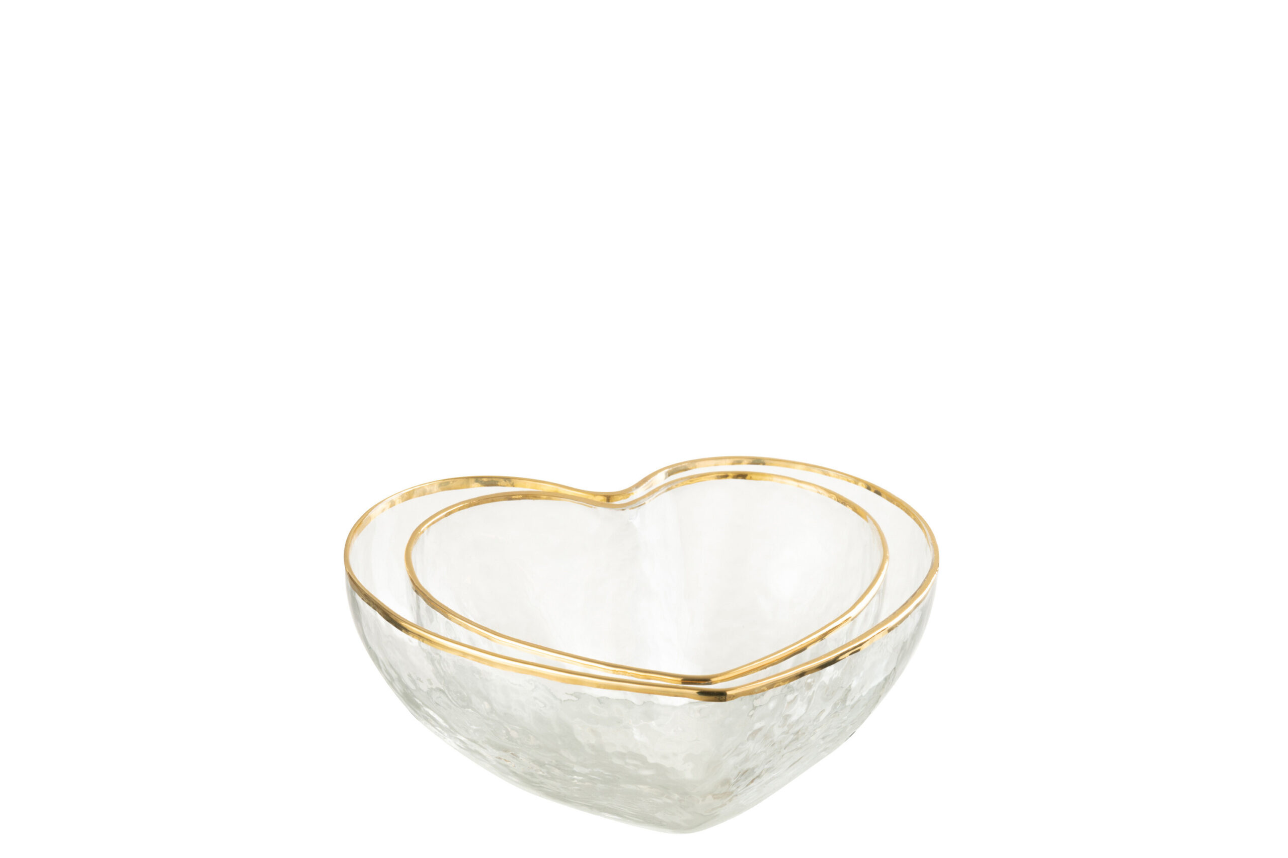 j-line - Set van Twee Aperoschaaltjes – Hartvormig -glas met Gouden Rand - - Afbeelding 2
