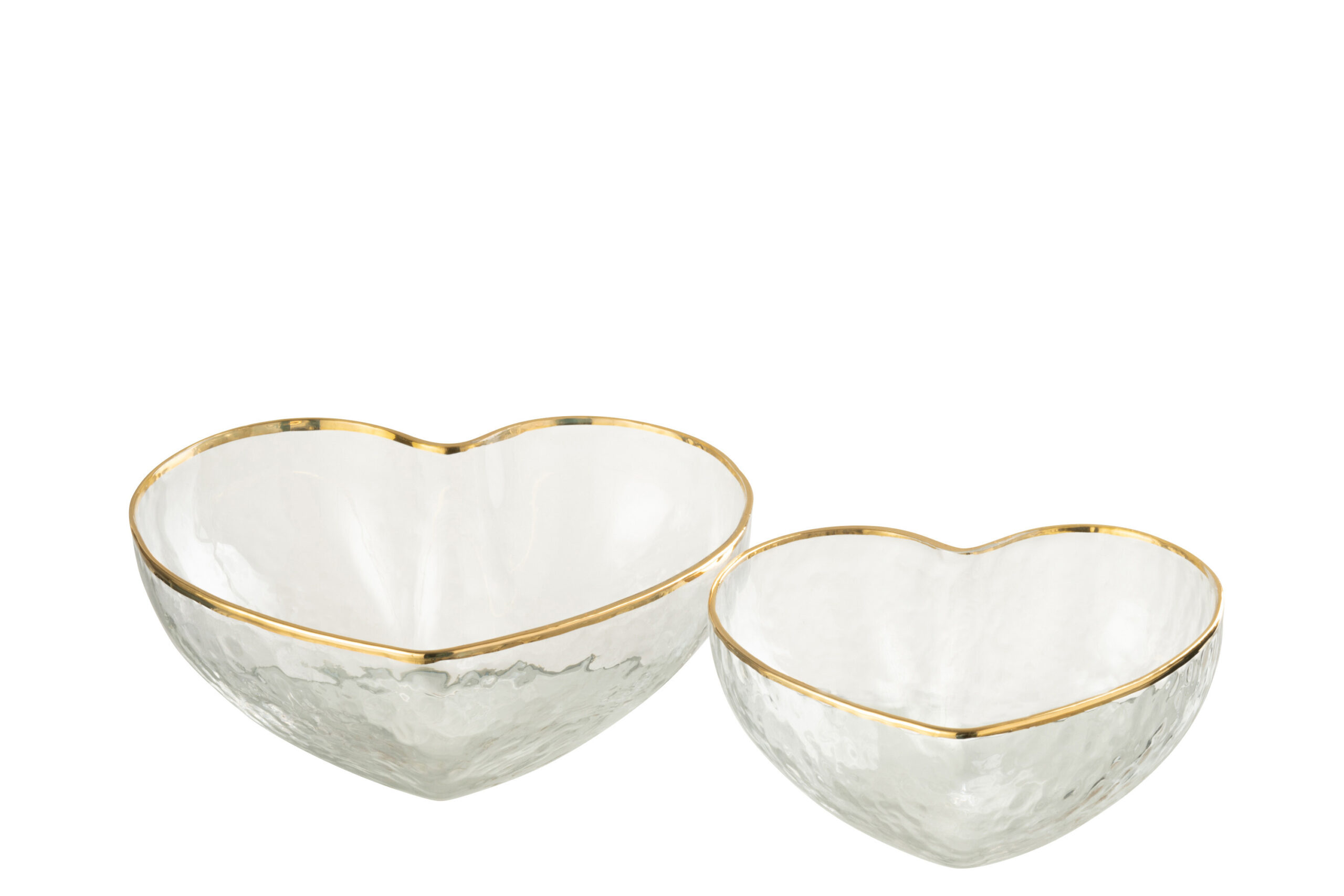 j-line - Set van Twee Aperoschaaltjes – Hartvormig -glas met Gouden Rand -