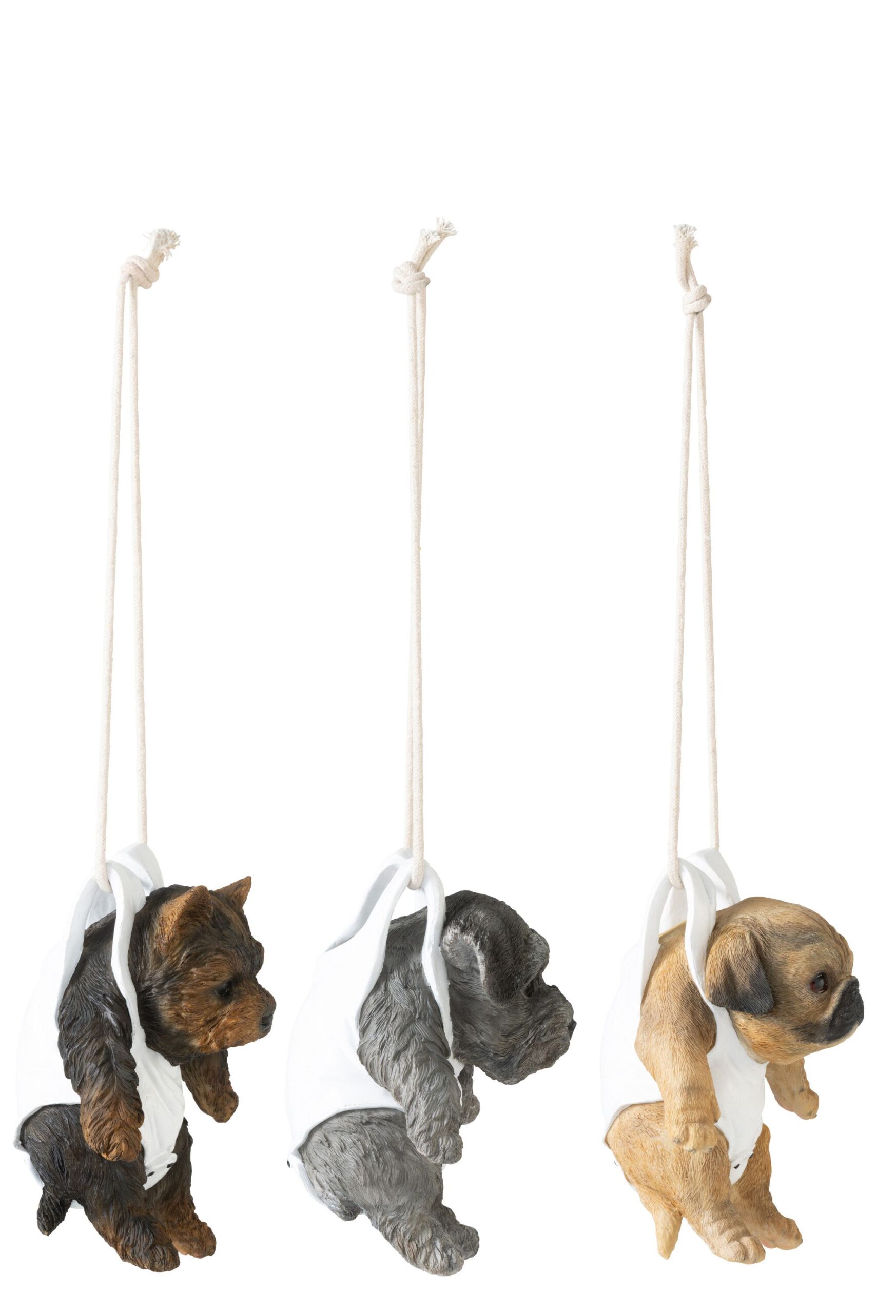 j-line - Hond met Luier – Hangend Decoratief Beeldje - 15 x 12,5 x 19,5 cm - Assortiment van 3/prijs per stuk - Afbeelding 2