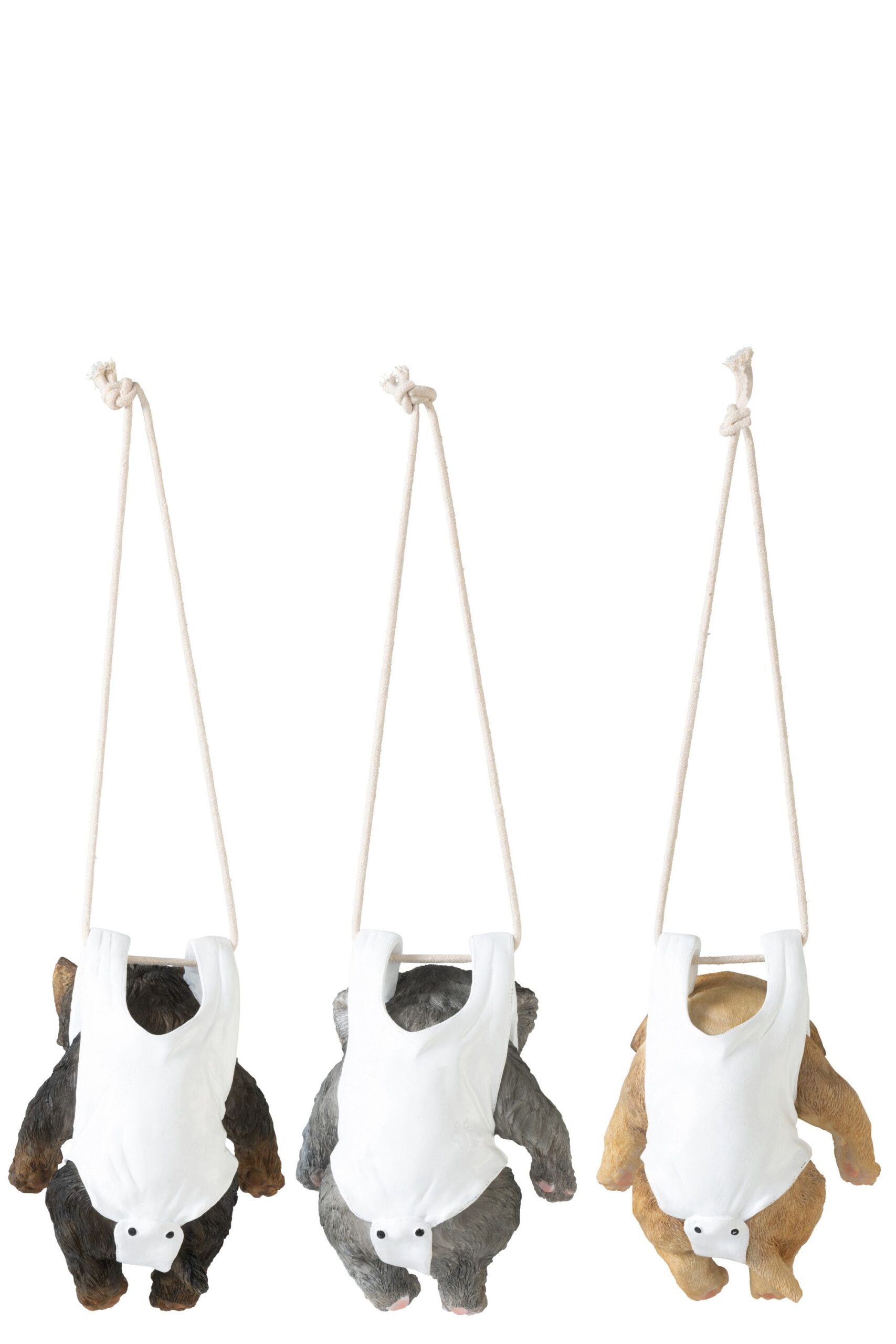 j-line - Hond met Luier – Hangend Decoratief Beeldje - 15 x 12,5 x 19,5 cm - Assortiment van 3/prijs per stuk - Afbeelding 3