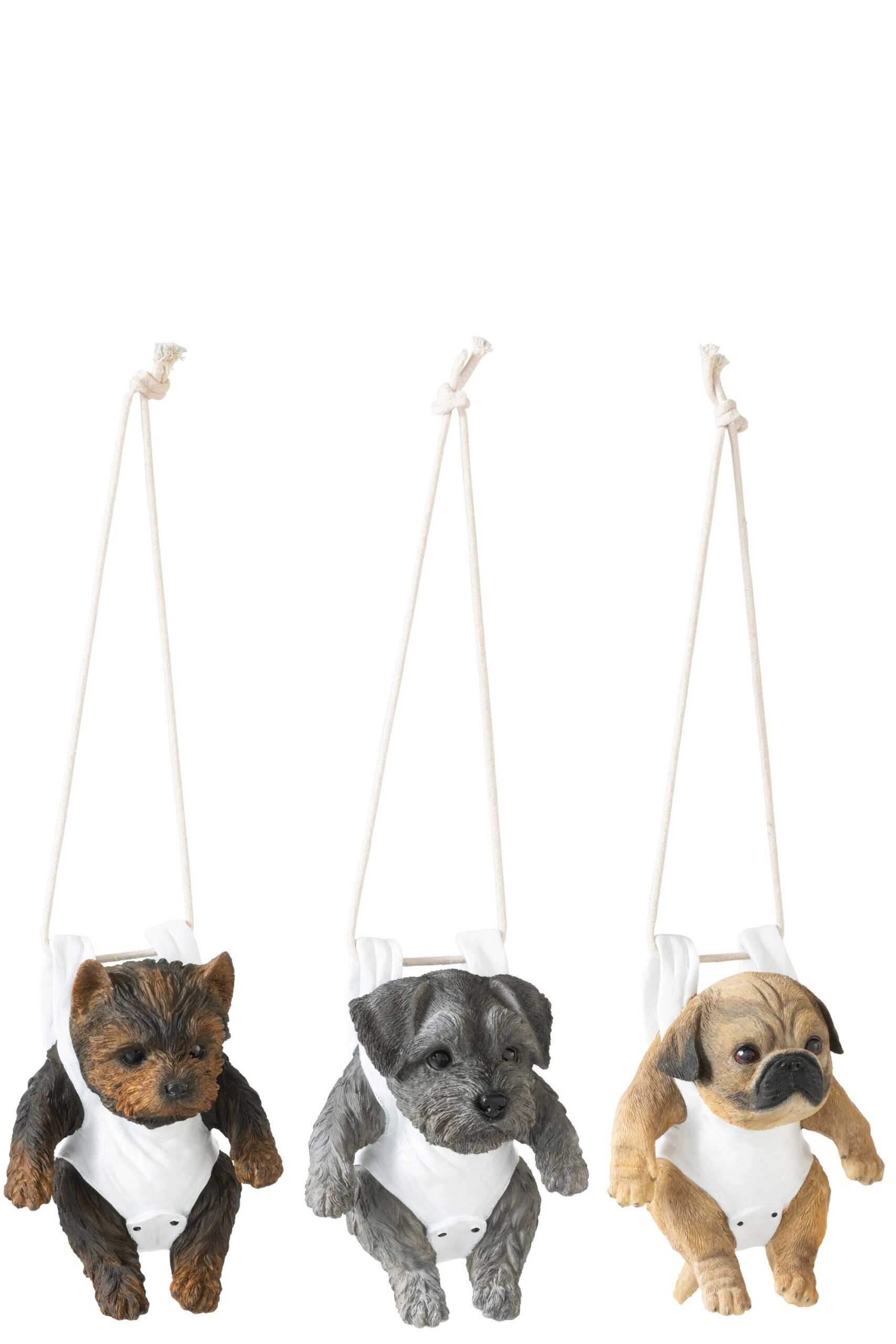 j-line - Hond met Luier – Hangend Decoratief Beeldje - 15 x 12,5 x 19,5 cm - Assortiment van 3/prijs per stuk