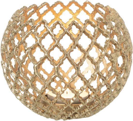x - Kaarshouder / Theelicht - J-Line - Aluminium - Goudkleurig - Groot: Ø 20 × H 20 cm