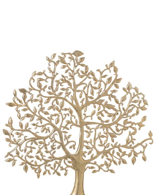 j-line - Boom Leaf – Aluminium - Goudkleurig op Marmeren Voet - enkel afhalen/geen verzending