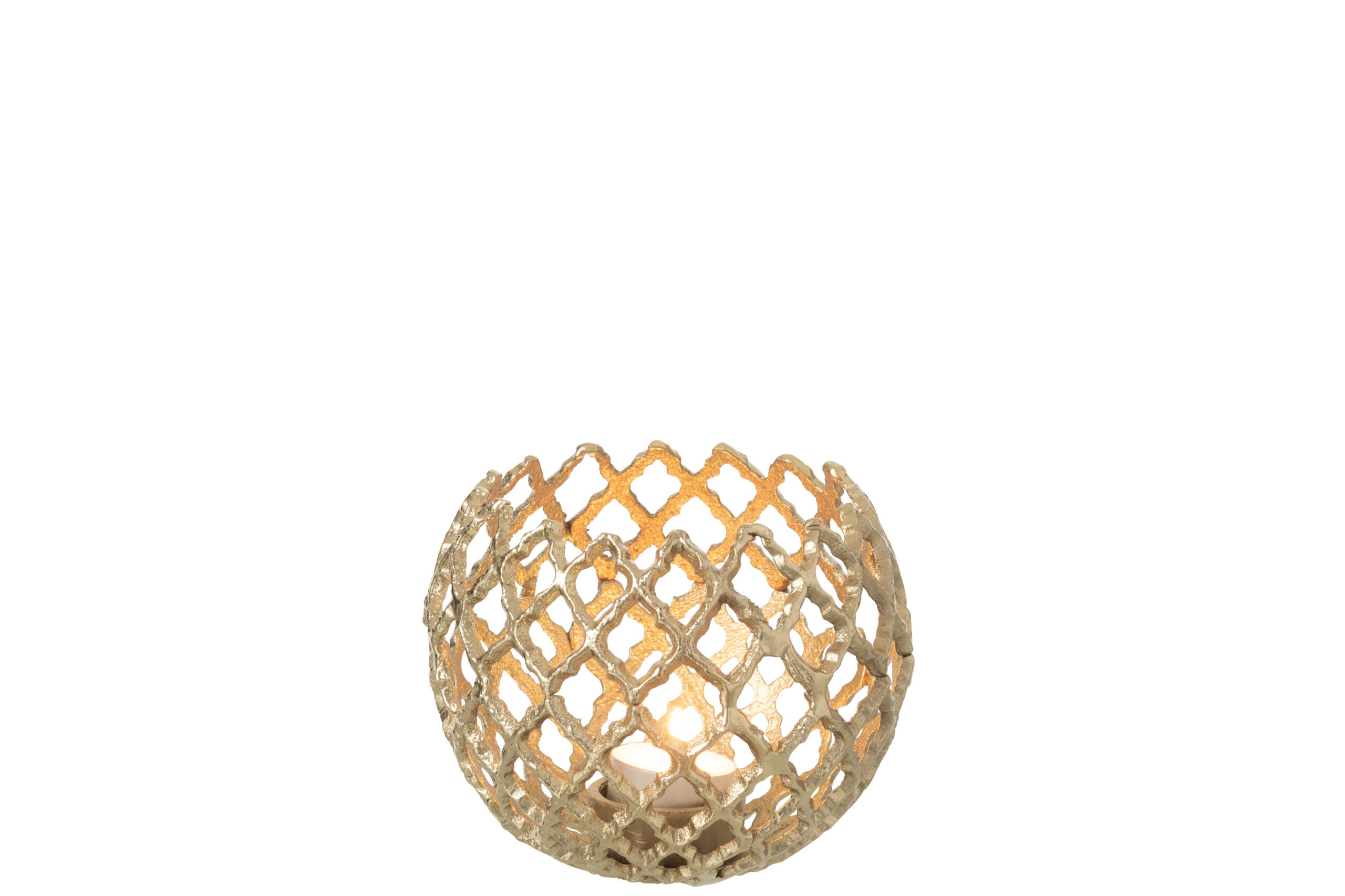 J-Line - Kaarshouder / Theelicht - Aluminium - Goudkleurig - Klein: Ø 15 × H 15 cm - Afbeelding 3