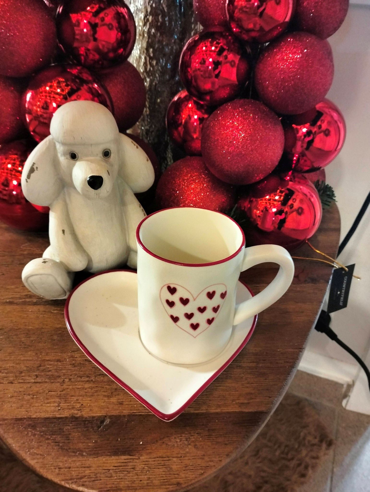 j-line - Kopjes & Borden – Porselein met Hartenmotief - Assortiment van 2/prijs per stuk - Afbeelding 2