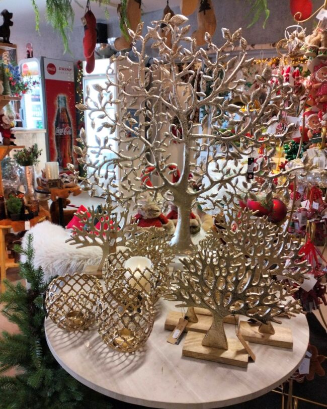 J-Line - Kaarshouder / Theelicht - Aluminium - Goudkleurig - Groot: Ø 20 × H 20 cm