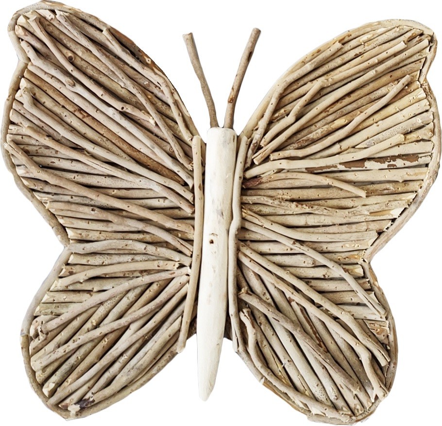 Decoratieve Vlinder van Hout – 40 × 35 × H 3,5 cm