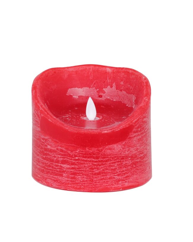 PTMD LED kaars Met Beweegbare Vlam Helder rustiek rood XL – H 12,5 x D 10 cm