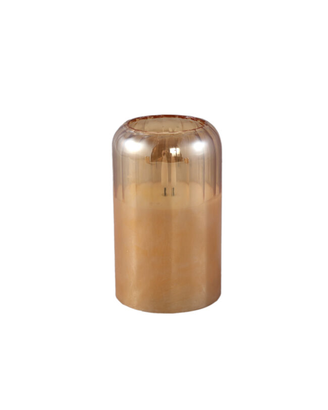 PTMD - Amberkleurige glazen LED kaars - M - Ø 7,5 cm × H 12,5 cm