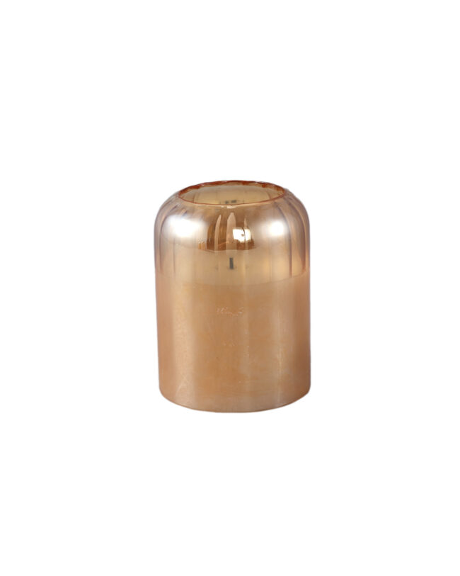 PTMD - Amberkleurige glazen LED kaars - S - Ø 7,5 cm × H 10 cm