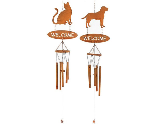 Countryfield - Windgong Kat of Hond - roest - metaal - L20 × B1,2 × H90 cm - Assortiment van 2/prijs per stuk