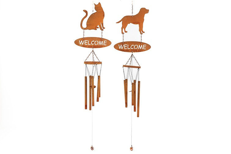 Countryfield - Windgong Kat of Hond - roest - metaal - L20 × B1,2 × H90 cm - Assortiment van 2/prijs per stuk