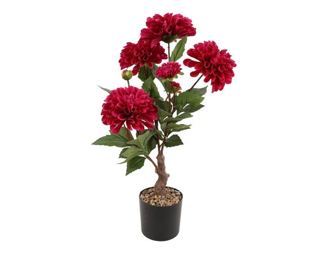 Kunstplant Dahlia - countryfield - Donkerrood - kunststof - L30 × B30 × H58 cm