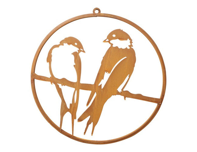 Countryfield - Wandversiering Vogel - Roestkleur - Metaal - L38 × B1 × H38 cm