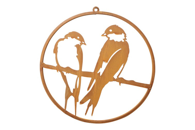 Countryfield - Wandversiering Vogel - Roestkleur - Metaal - L38 × B1 × H38 cm