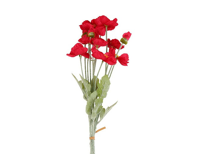 Kunstboeket Papaver - Countryfield - zijde/kunststof - 3× Rood - L20 × B20 × H60 cm