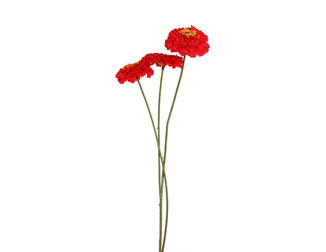 Kunstbloem Zinnia met 3 bloemen per tak- Countryfield - zijde/kunststof - Rood - L60 × B14 × H40 cm