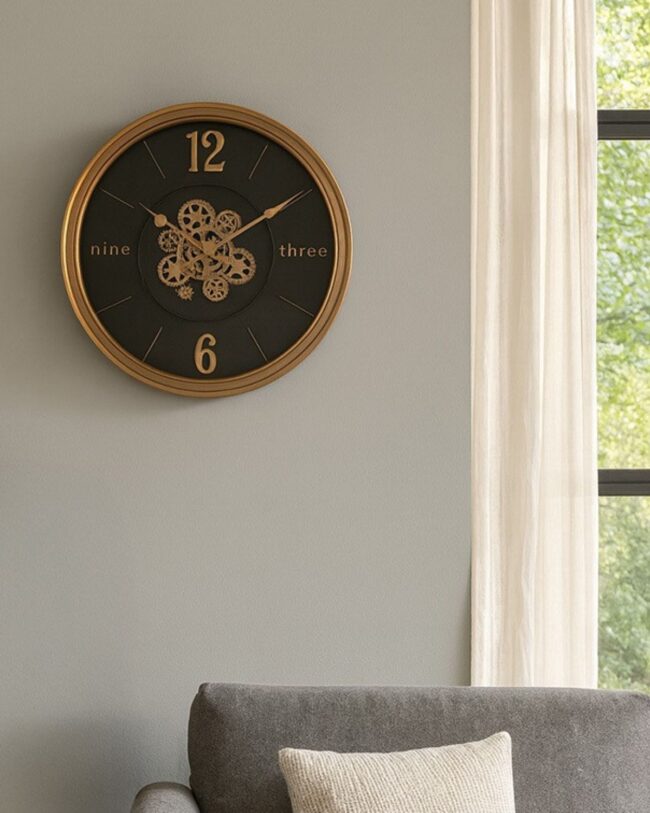 Wandklok Momentum - Countryfield - Zwart/Goud - metaal/glas -  Ø 60 cm