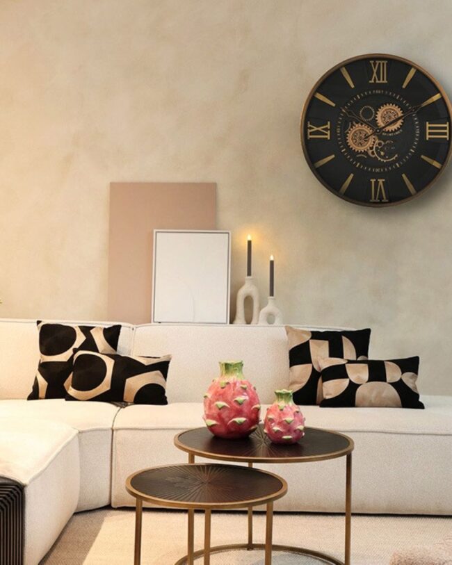 Wandklok Momento - countryfield - Zwart/Goud - metaal/glas -  Ø 60 cm