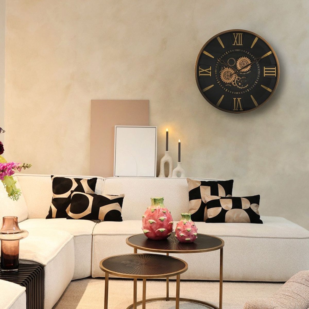 Wandklok Momento - countryfield - Zwart/Goud - metaal/glas - Ø 60 cm