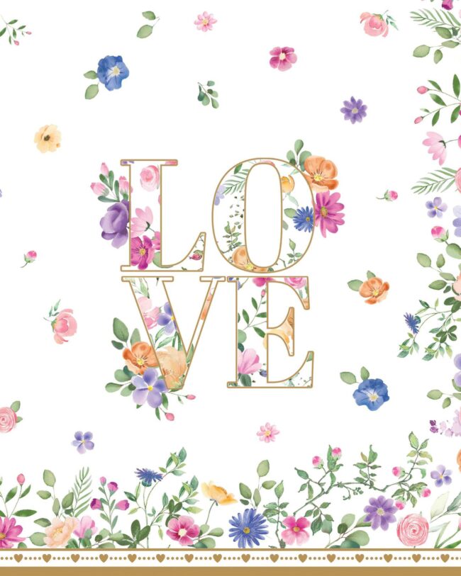 decoratief - ‘Mon Amour’ Pakje 20 Servetten – papier - 33×33 cm