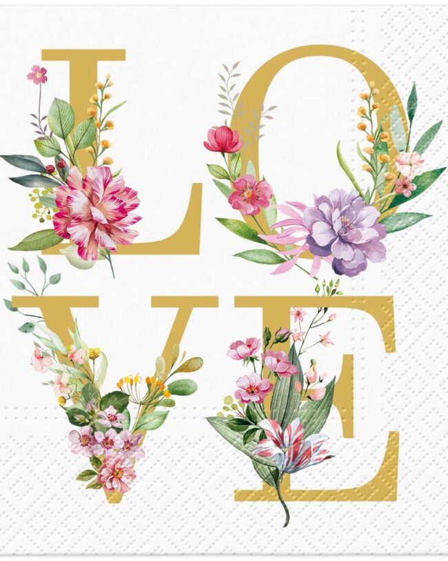 decoratief - Pakje 20 Servetten ‘Love Power’ - papier - 25×25 cm