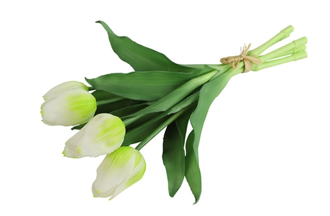 Kunstboeket - countryfield - tulpen - kunststof - 5stuks wit - L15B15H29CM