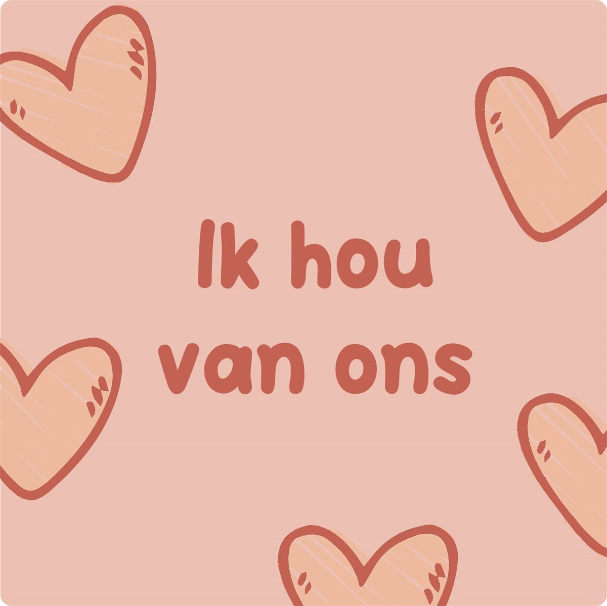 Decoratieve keramieken tegel "Ik hou van ons" – roze/rood - 13 x 13 cm - Afbeelding 2