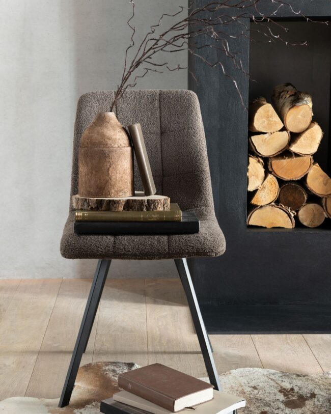 Stoel Babette - j-line - Textiel / Metaal – Donker Grijs / Taupe - geen verzending/enkel afhaal