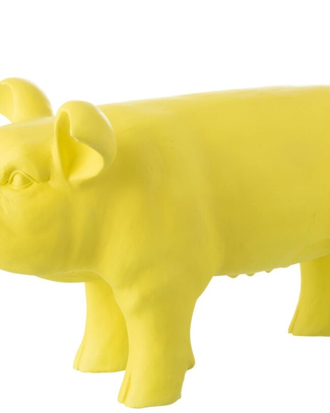 decoratief beeld - j-line - Varken – kunsthars - Geel - 🐷💛 - geschikt voor buiten - 66 x 31 x 34 cm - geen verzending/enkel afhalen