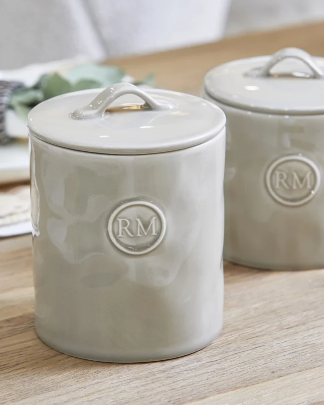 keuken - rivièra maison - Voorraadpot Portofino groot - keramiek - beige - Ø 14 H 17,5 cm