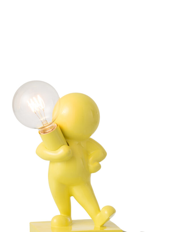 Tafellamp Marcel - j-line - Kunsthars - Geel 💛💡- 17 x 12,5 x 30,5 cm