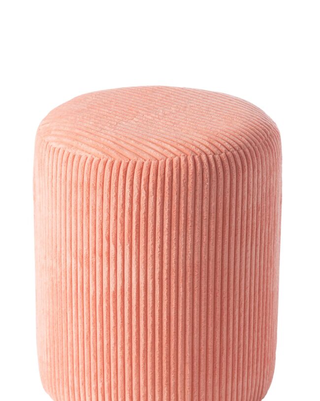 Kruk Colorful - j-line - poef - ribfluweel - Lichtroze 🌸🪑- Ø 37 x 44 cm - enkel afhalen/geen verzending
