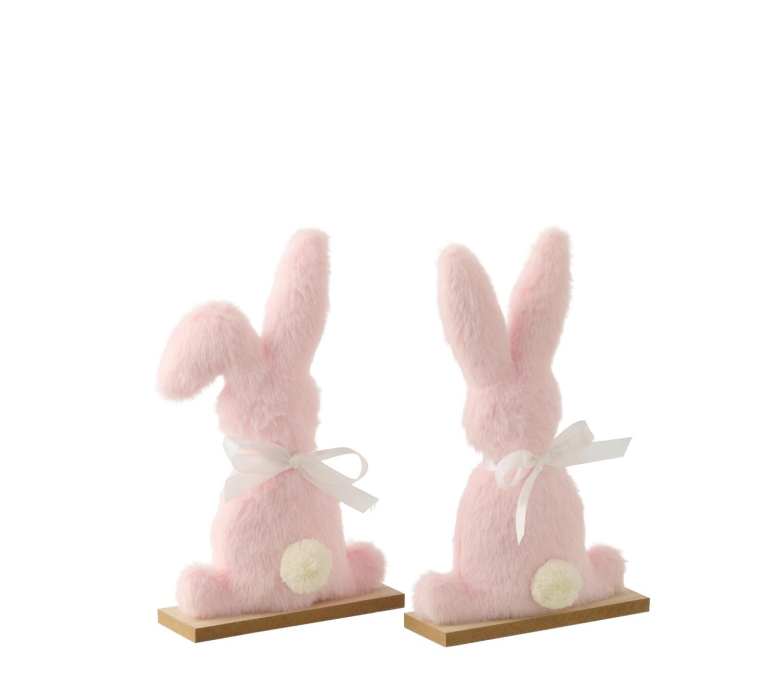 paasdecoratie - j-line - paashaas - Polyester/mdf - Lichtroze πΈπ- klein - 15 x 5 x 23 cm - assortiment van 2/prijs per stuk