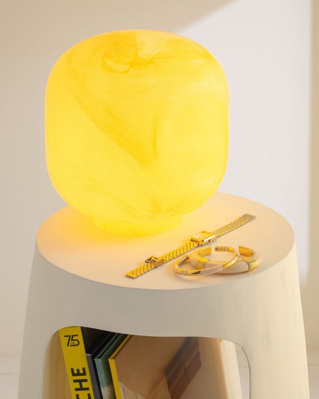 Tafellamp Bola - j-line - Glas - Geel💛💡- klein - Ø 21 x 21,5 cm - enkel afhalen/ geen verzending