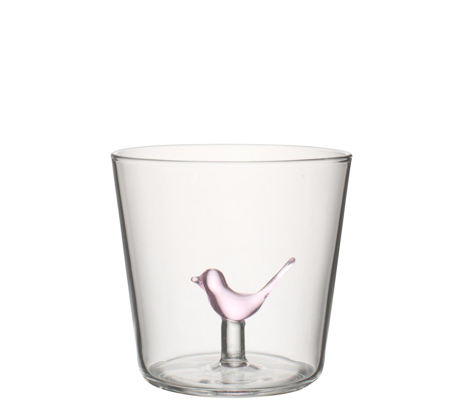 Drinkglas Vogel - j-line - Glas - lichtroze/Transparant ๐ธ๐ฆ - ร 8,5 x 8 cm