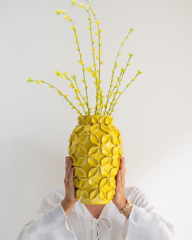 Kunsttak - j-line - Lentetak / Paastak - Kunststof – Geel/Groen 💛🌿-   98 x 5 cm