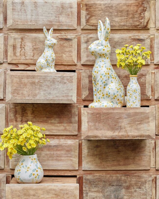 Kunstboeket Gypsophila - j-line - Kunststof - Wit of Geel 🤍💛 - assortiment van2/prijs per stuk - 26 x 11 x 5 cm