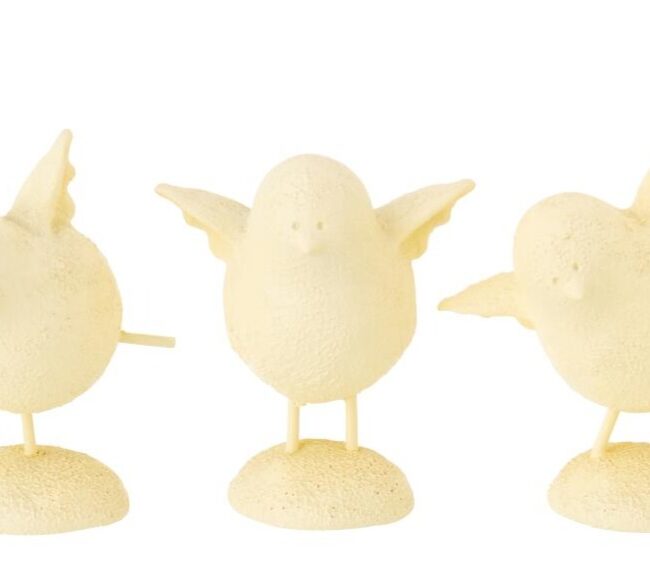 Decoratief Kuikentje op Voet - j-line - Kunsthars - lichtgeel - Assortiment van 3/prijs per stuk 🐣💛 - 9,5 x 10,5 x 12,5 cm