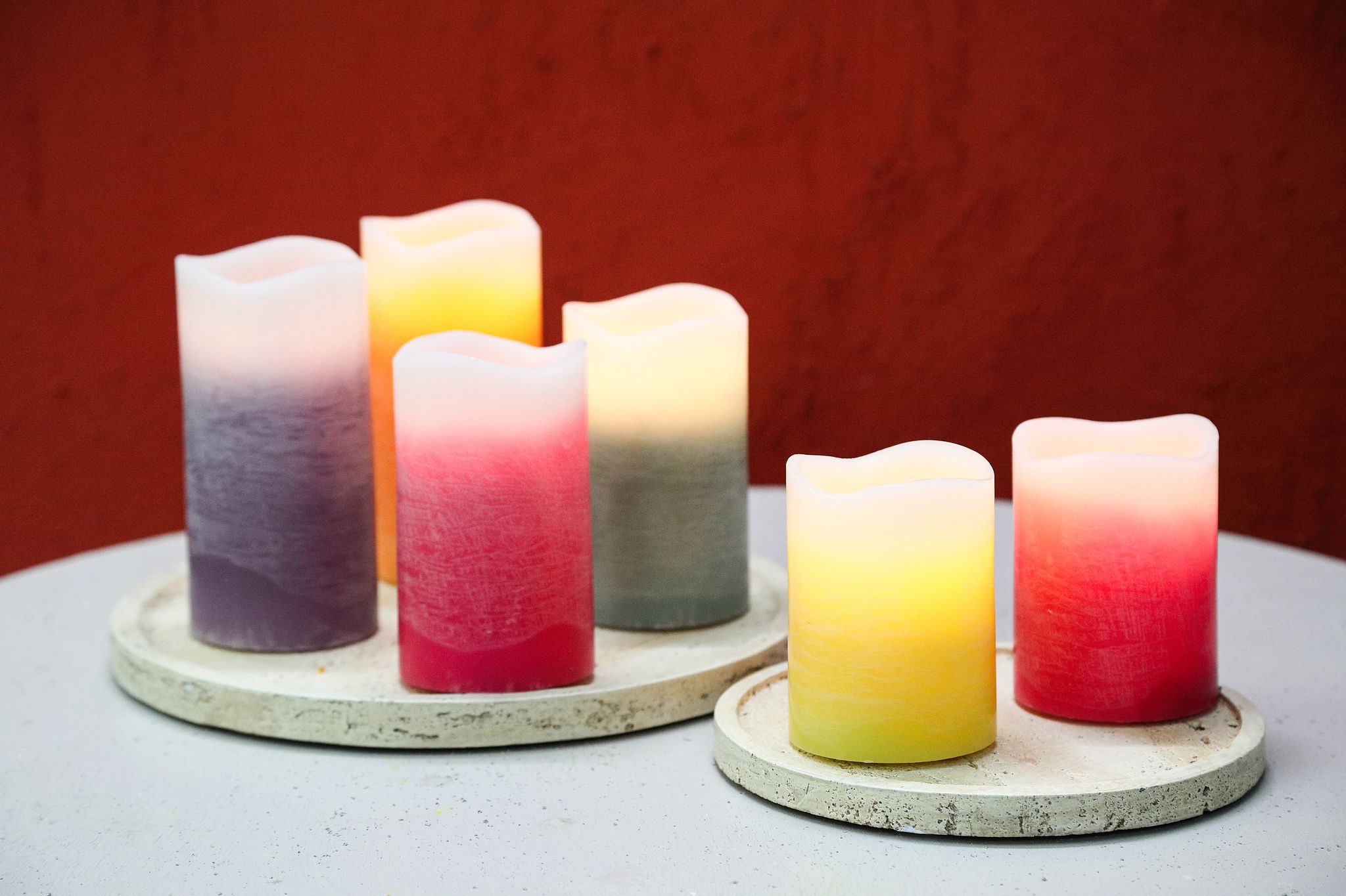 PTMD LED kaars Met Beweegbare Vlam ombre geel L – H 15 x D 7.5 cm - Afbeelding 2