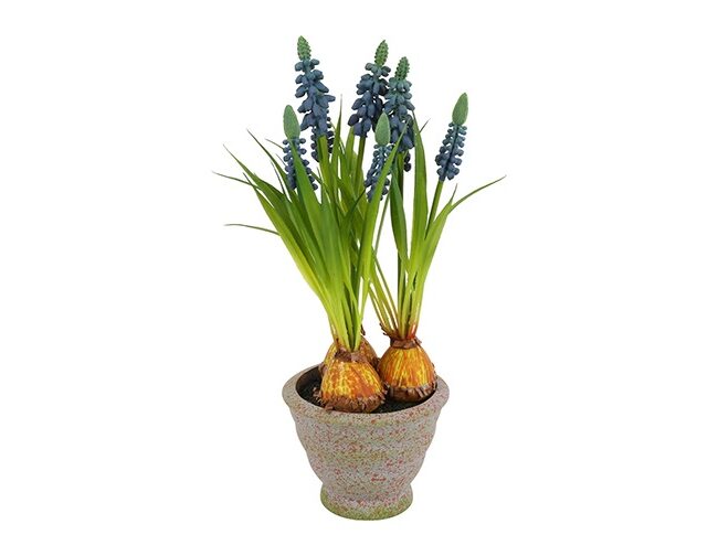 Kunstbloem in Pot - countryfield - Muscari - Wit - kunststof/kunstzijde - L12 × B17 × H28 cm