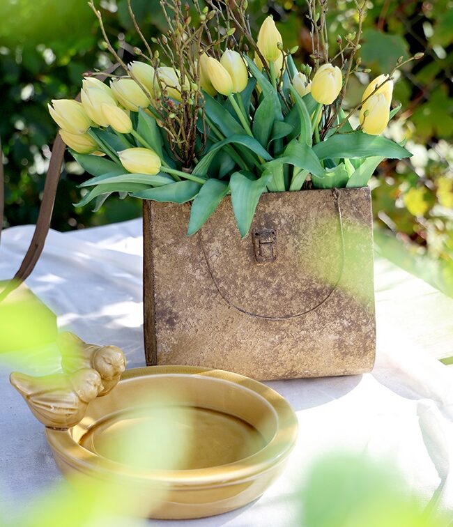 Kunstboeket – countryfield – tulpen – kunststof – 5 stuks geel – L15B15H29CM